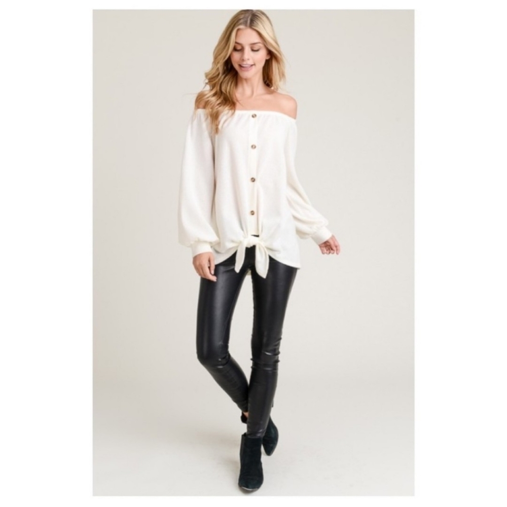 🔥$5🔥OFF SHOULDER SWEATER-COLOR: OFF WHITE. - Picture 5 of 5